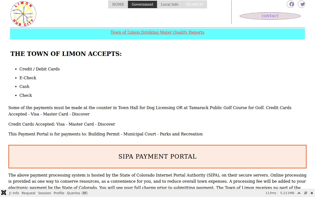 Limon municipal warrant payment information