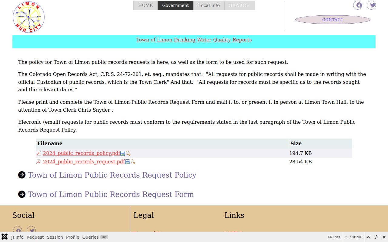 Limon warrant records public request route