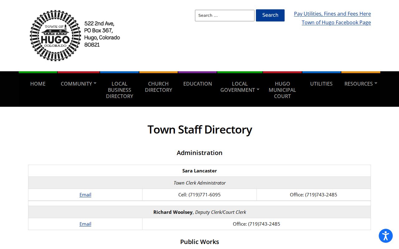 Hugo warrant search staff and court clerk directory
