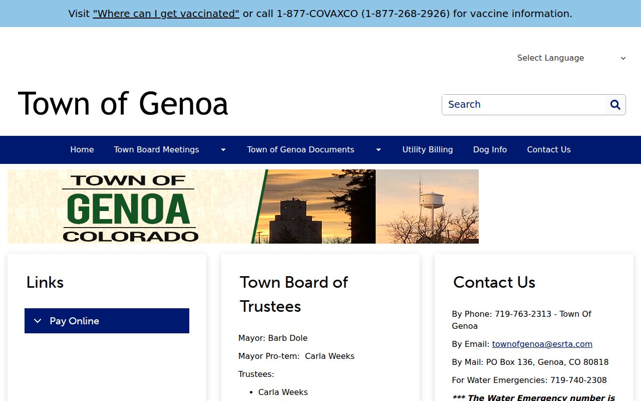 Genoa warrant record routing through official Town Hall contact